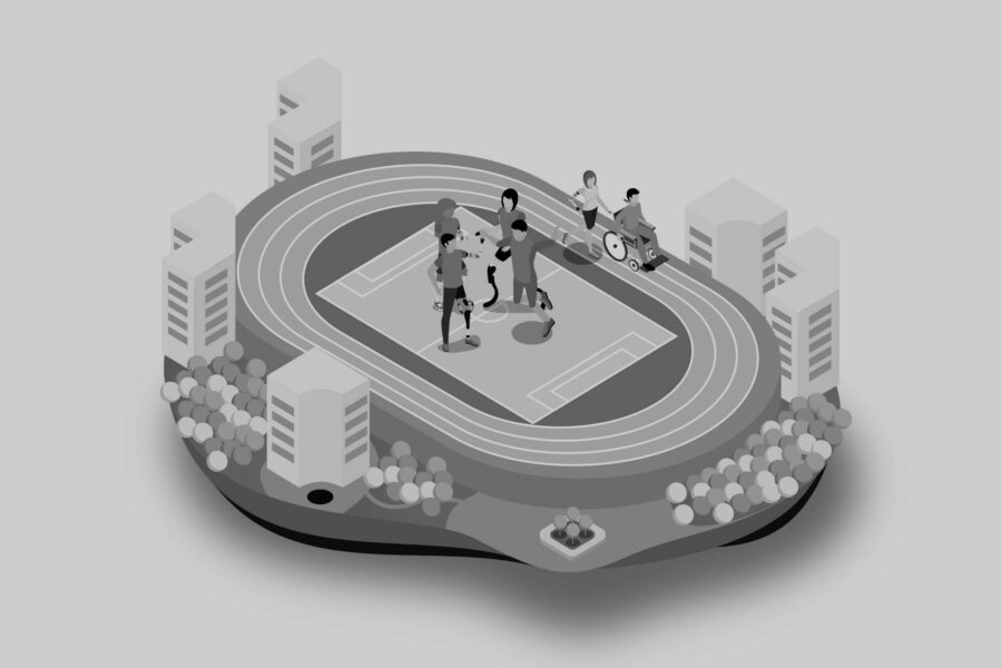 Illustration of people living with disabilities playing sports