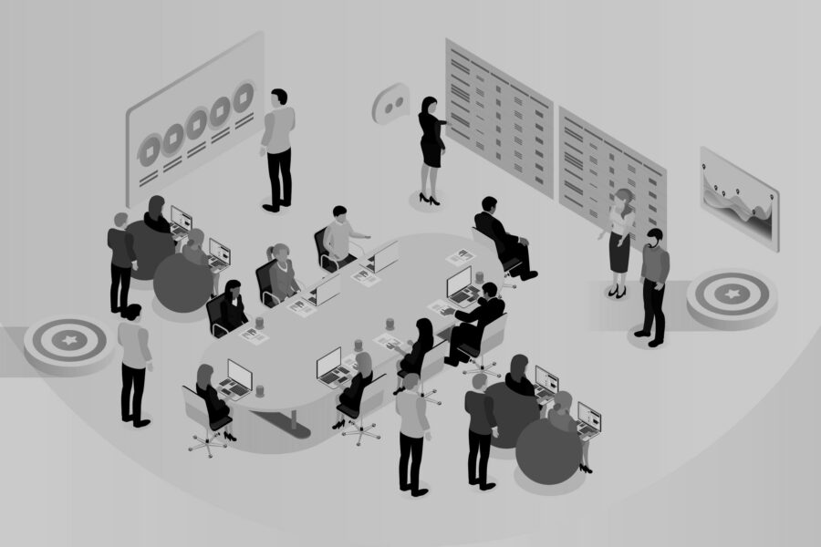 Illustration of people in a meeting room